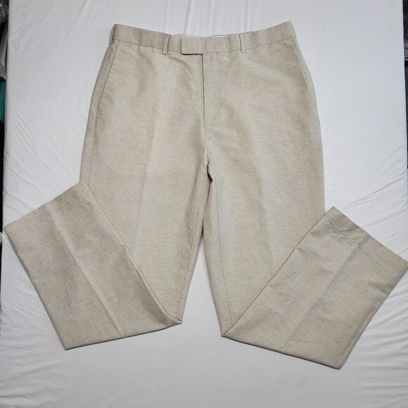 Axis Mens Pants Linen Blend 36 X 34 Straight Leg Pockets Cream Washable - Picture 1 of 14